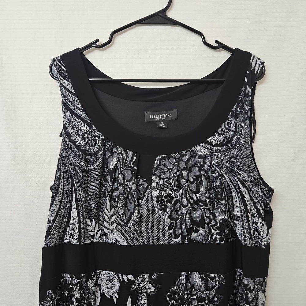 Perceptions New York Womens Sz 18 Shift Dress Sleeveless Stretchy Goth Corpcore - Picture 2 of 10